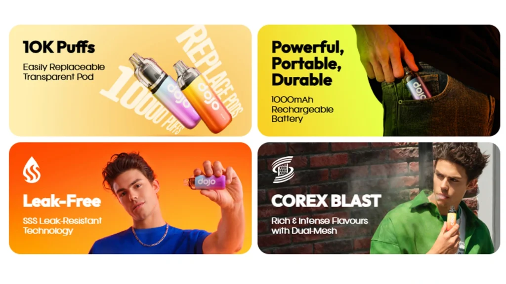 Vaporesso Dojo Blast 10K Kit and Pod Features